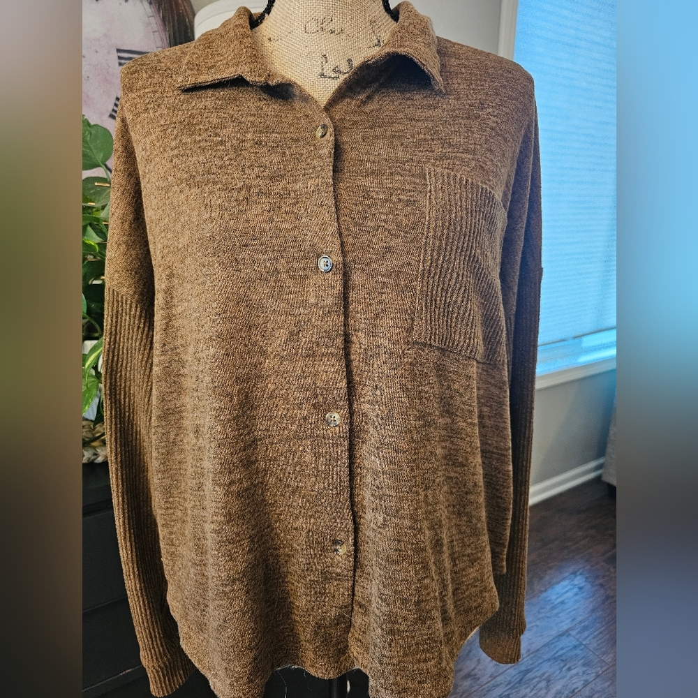No Boundaries Brown Knit Sweater